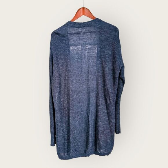 Caslon Linen Cotton Blend Open-Front Lightweight Sweater Cardigan Blue Ensign M - Picture 4 of 8